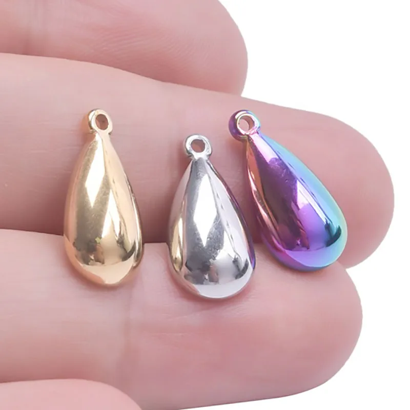 

WZNB 5Pcs Smooth Waterdrop Charms Geometry Stainless Steel Pendant for Jewelry Making Handmade Earring Necklace Diy Accessories