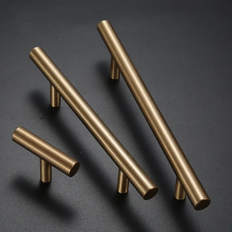 

Furniture Hardware Solid Brass Kitchen Handles Gold Brushed Cabinet Handles Drawer Pulls Copper Furniture Handle