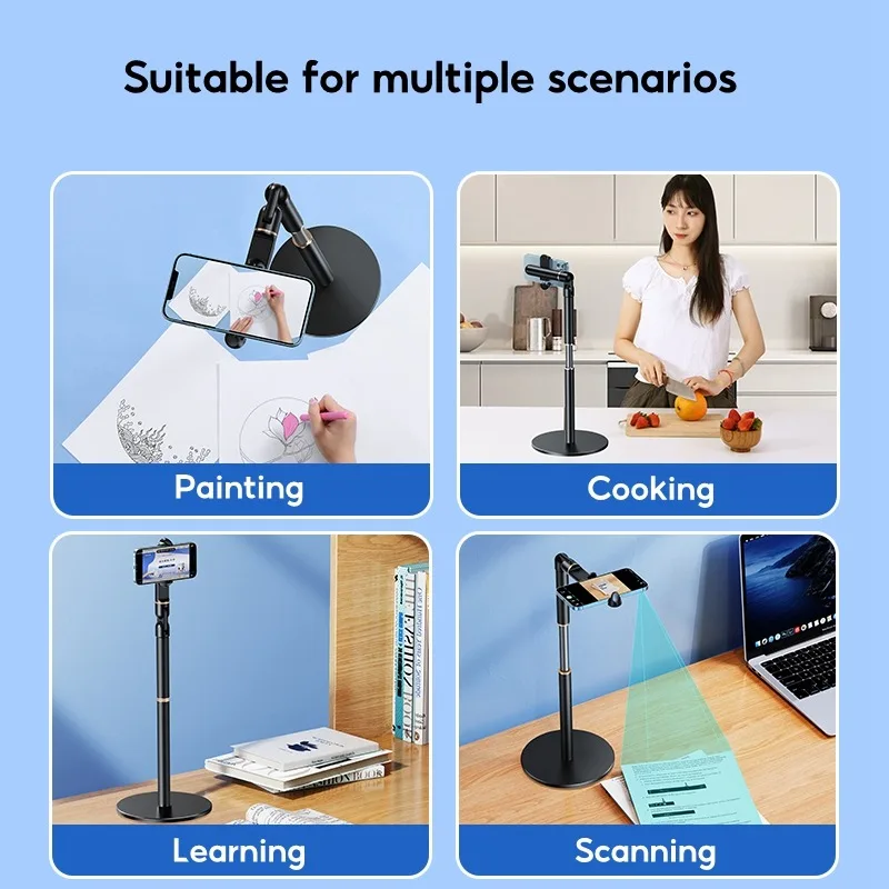 Eary Phone Holder For Desk Flexible Adjustable Multi-Functional Stand For Video Recording Compatible With 4.7-7 Inches Devices