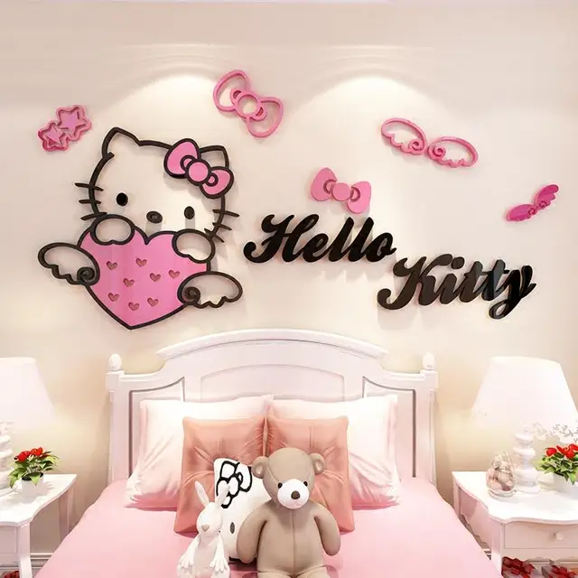 Sanrio Hello Kitty Wall Sticker Room Bedside Decor Kindergarten Sticker  Home Decoration Stickers Cute Table Door Window Sticker - AliExpress