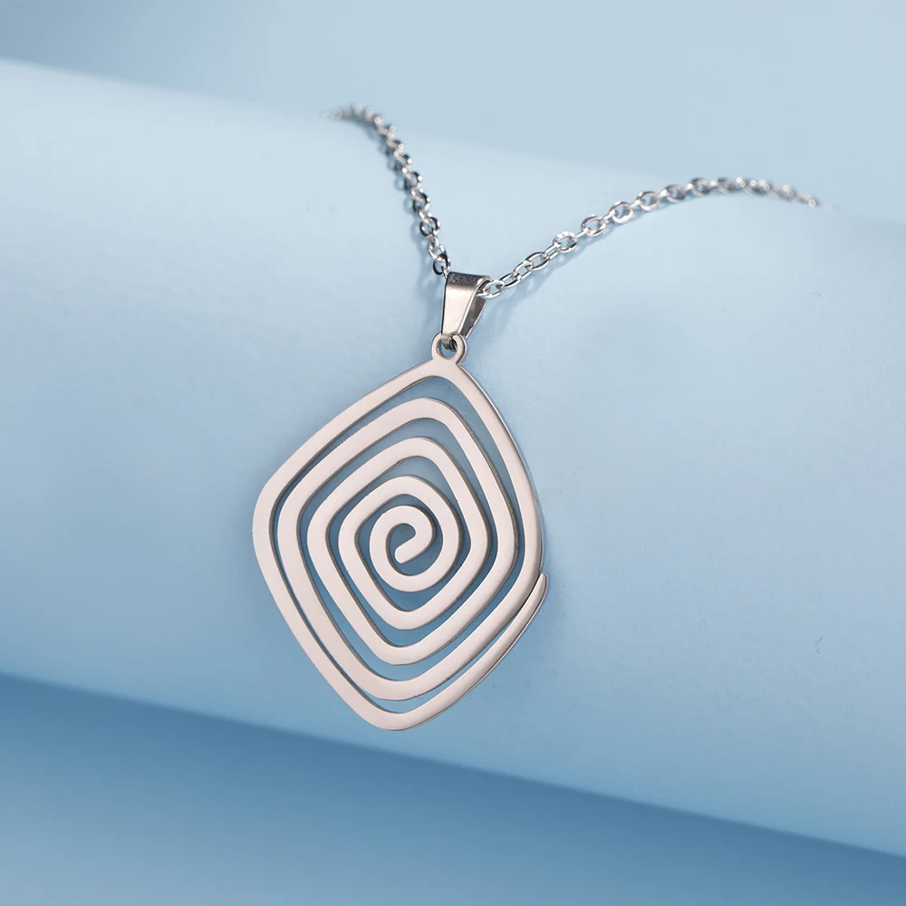 Dawapara Antike griechische Spirale Halskette Heilige Geometrie Geist Akasha Kraft und Weisheit Amulett Edelstahl Spiritueller Schmuck – Detail 11