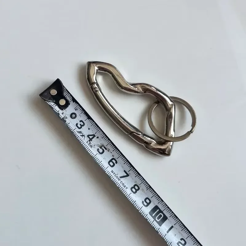 Sleek Blackout Carabiner Keychain with Oval Belt Buckle and Silver Key Ring