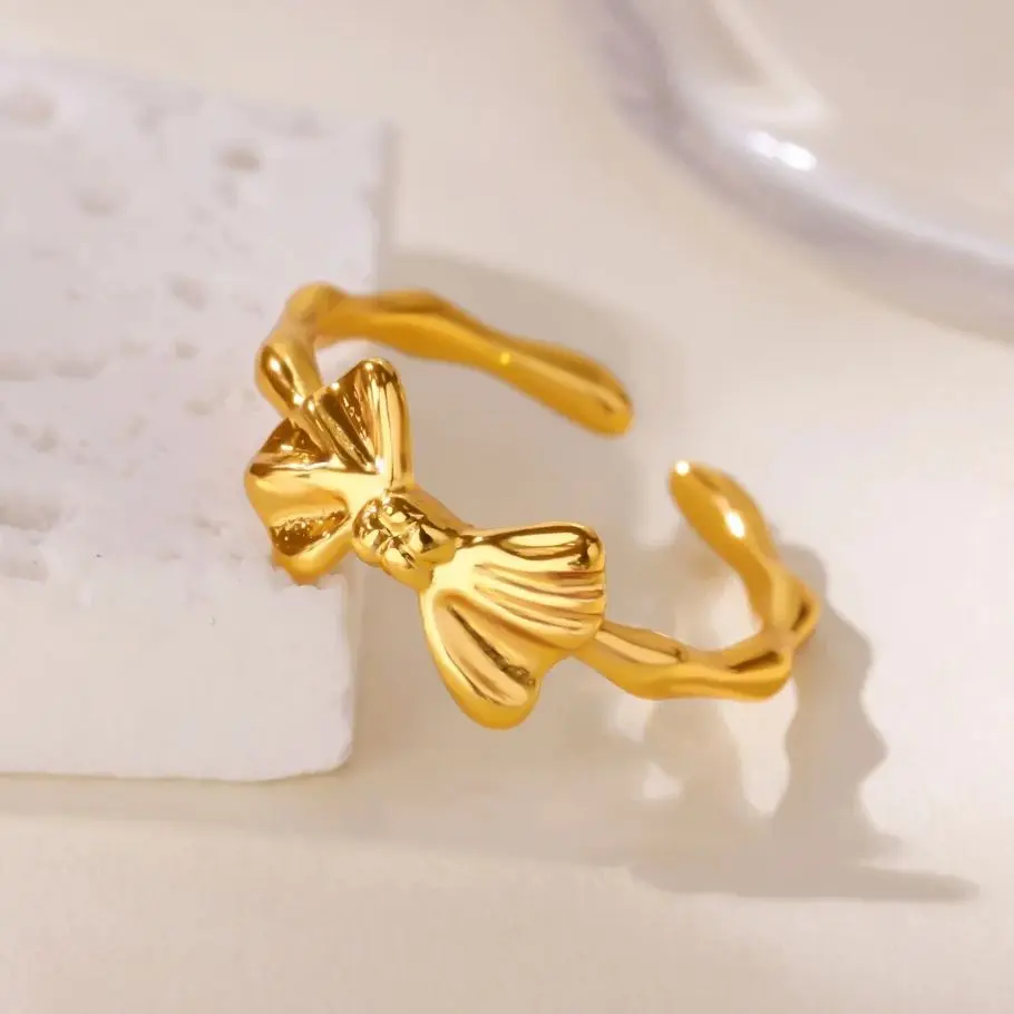 Zircon Heart Rings Gold Butterfly Opening Ring For Women