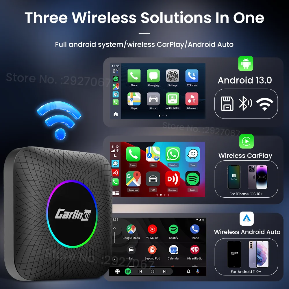 2024 CarlinKit CarPlay Ai Box Android 13 SDM660 Octa-core Wireless CarPlay Android Auto Smart Car Multimedia Streaming TV Box