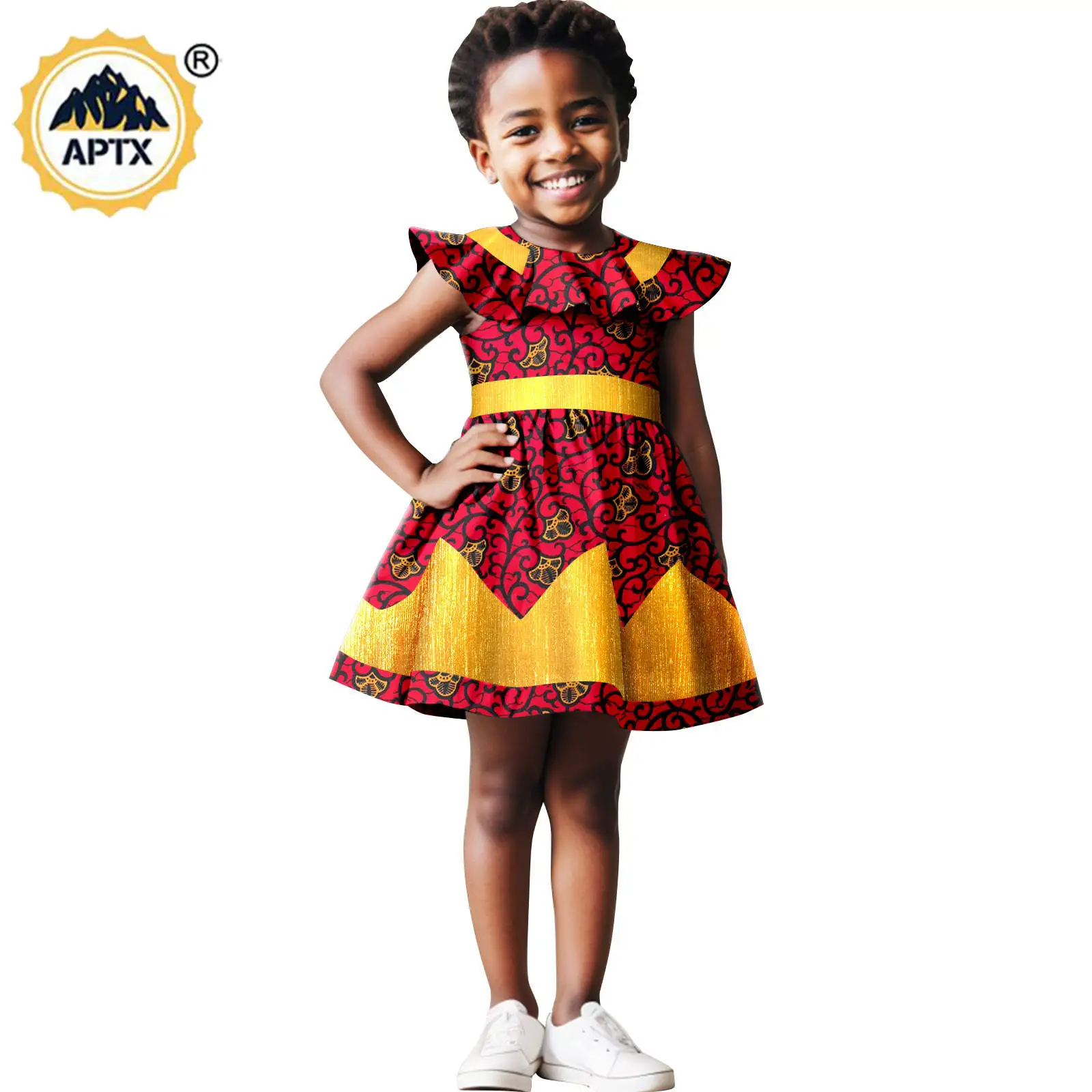 

African Clothes,Children Girls Print Dresses, Ankara Dresses with Ruffles,Kid Outfits,Dashiki,Bazin Riche,Summer Outwear Y234028