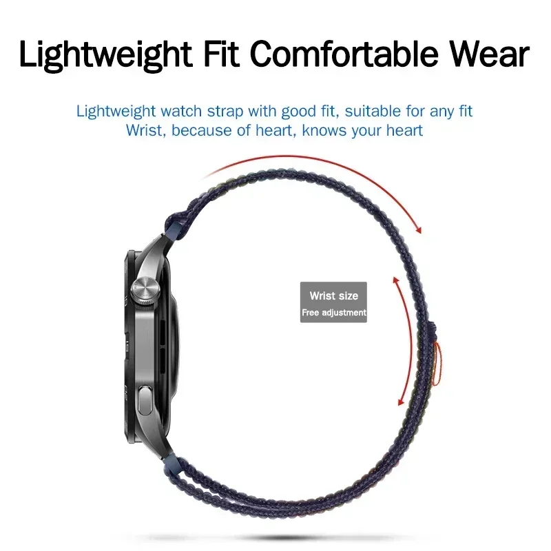 Enhanced Nylon Smart Watch Strap, Adjustable 20-22mm Band, Compatible with Various Smartwatch Models