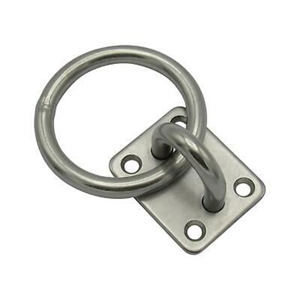 

6mm 316 Stainless Steel Marine Grade Hook Marine Eye Plate With Ring Lashing Tie Down Boat Yacht Accessories