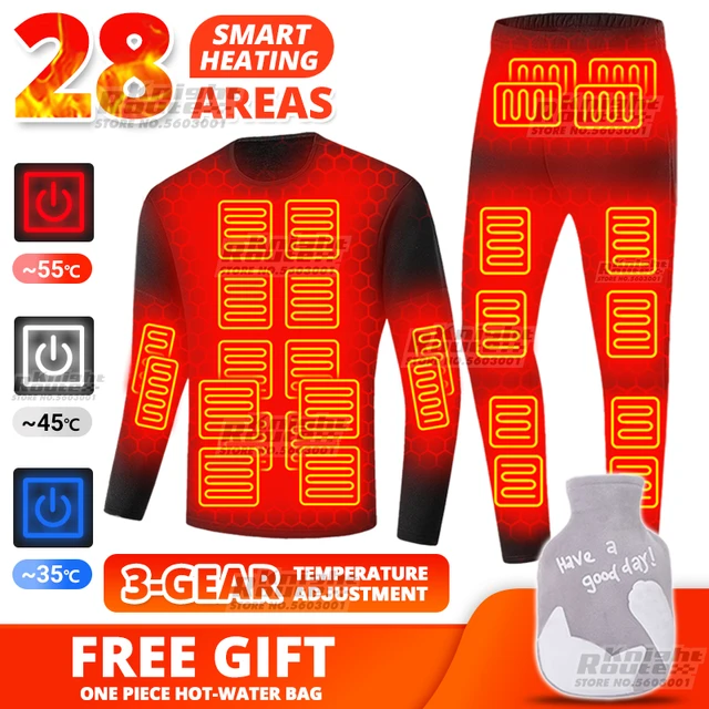 Winter Thermal Underwear Men Electric Heated Underwear Men Men's Ski Suit  USB Battery Powered Heating Fleece Thermal Long Johns - AliExpress