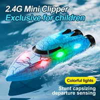 RC Baots 2.4G 4WD Mini Remote Control Boat with Light Speedboat for Pools Competitive Indoor Watercraft Toys For Kids Gifts 5