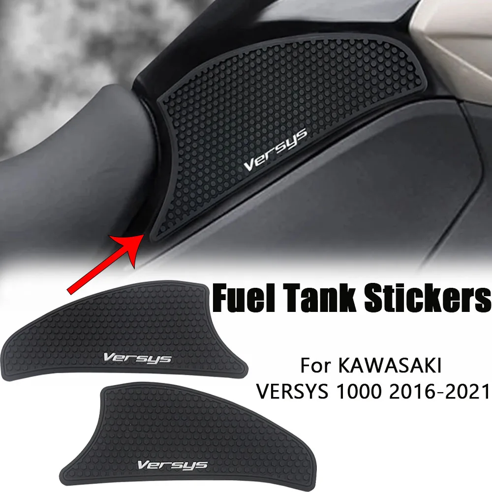 

Новые мотоциклетные Черные Резиновые Нескользящие боковые наклейки на топливный бак, водонепроницаемая Накладка для Kawasaki Versys 1000 Versys1000 2021-2016 2020