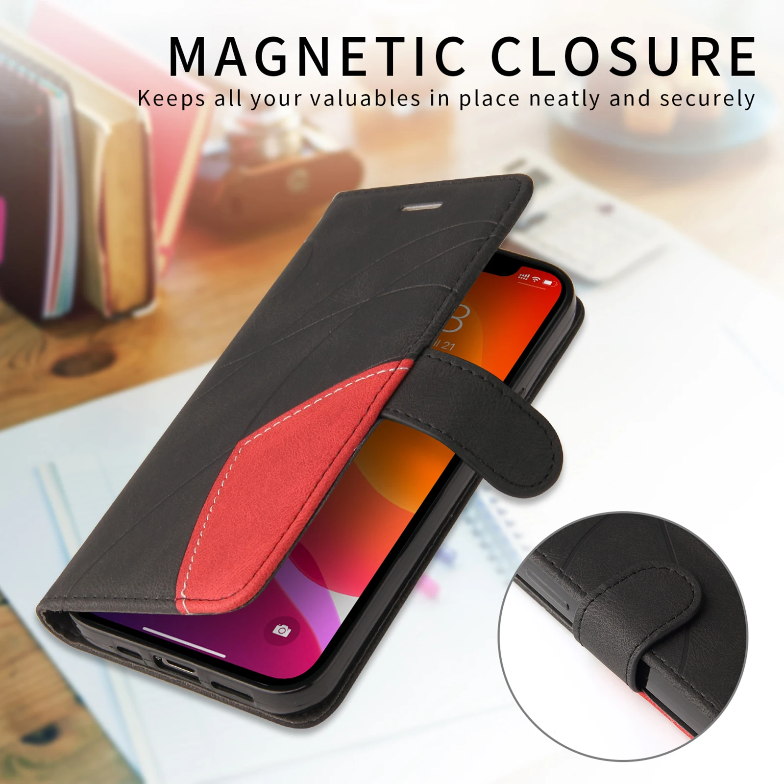 Secure Leather Anti-Theft Wallet Case with Magnetic Flip & Card Slot Cover