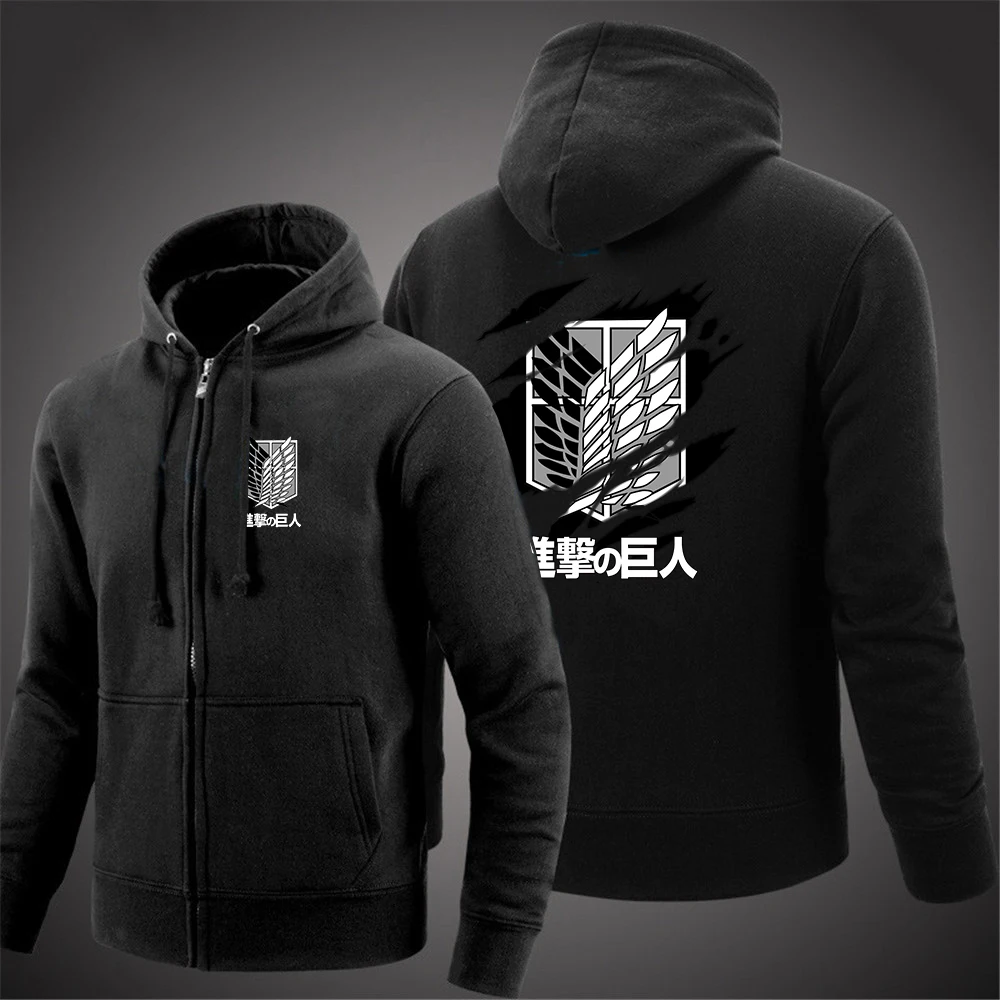 

2023 New Men's Fashion Attack on Titan Printing Jackets Zipper Sweatshirt Cotton Long Sleeve Comfortable Leisure Hoodies Coats