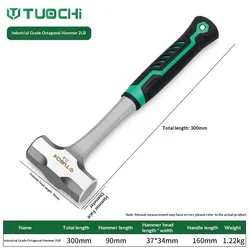 Octagonal Heavy - Duty Iron Sledgehammer - Robust Earthquake - Proof Tool for Construction and Demolition (2P)