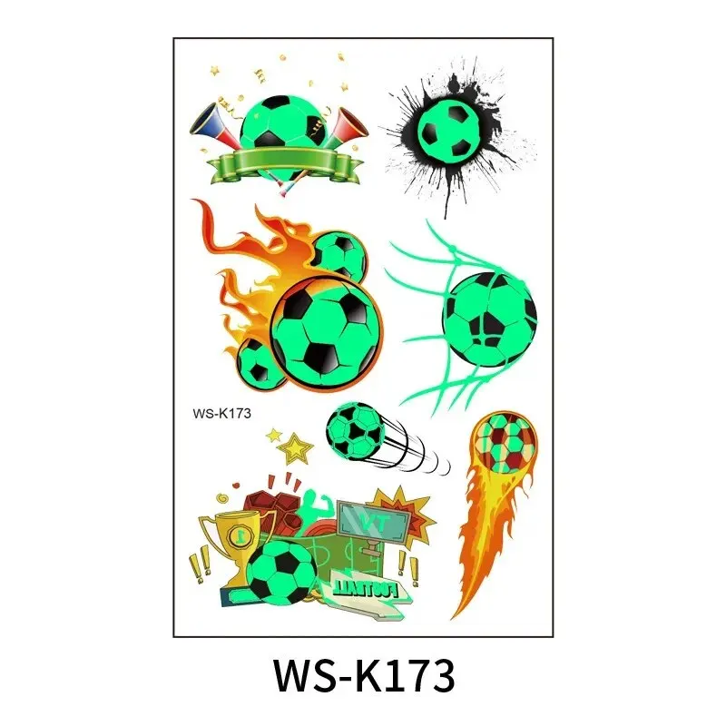 Football Luminous Tattoos for Kids Soccer Ball Temporary Tattoo Sticker Glow In The Dark Football Birthday Party Supplies football party toys