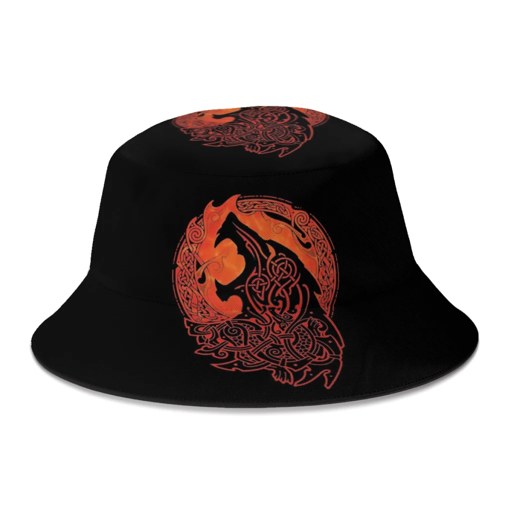 

Summer Unisex Fashion Bucket Hats FENRIR Viking Women Men Fishing Fisherman Hat Autumn Streetwear Fedoras Cap for Bob