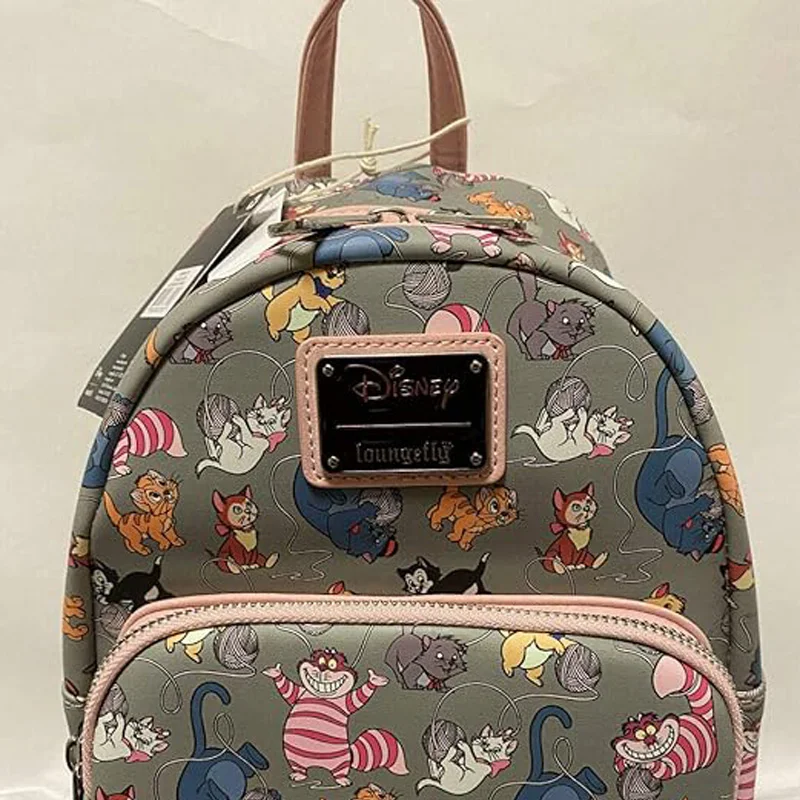 Disney-Mary Cat Bolsa de couro falso feminina, bolsa com alça dupla, estampa dos desenhos animados