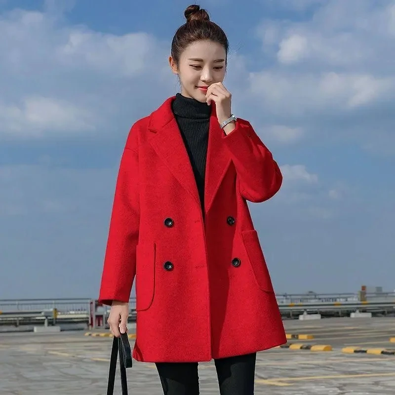 Fashion Woolen Coat Women's Long Section 2024 Autumn And Winter New Korean Version Of Loose Hepburn Wind Cocoon Loose Woolen Coa