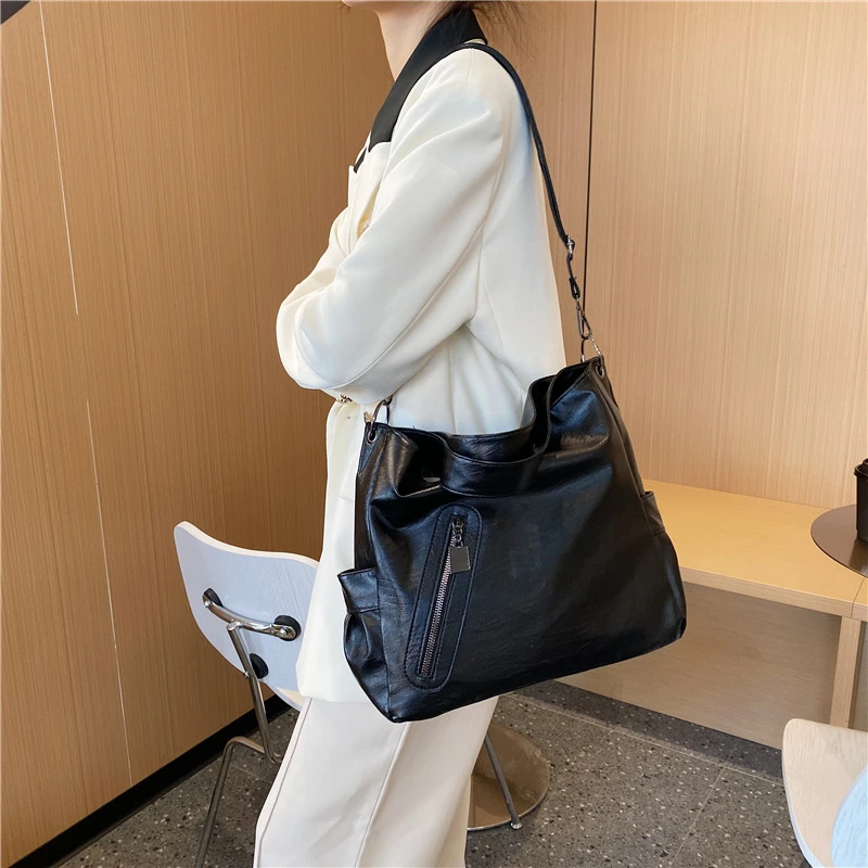 

Роскошная дизайнерская женская кожаная сумка через плечо, модная мягкая вместительная сумочка через плечо от известного бренда, повседневные тоуты