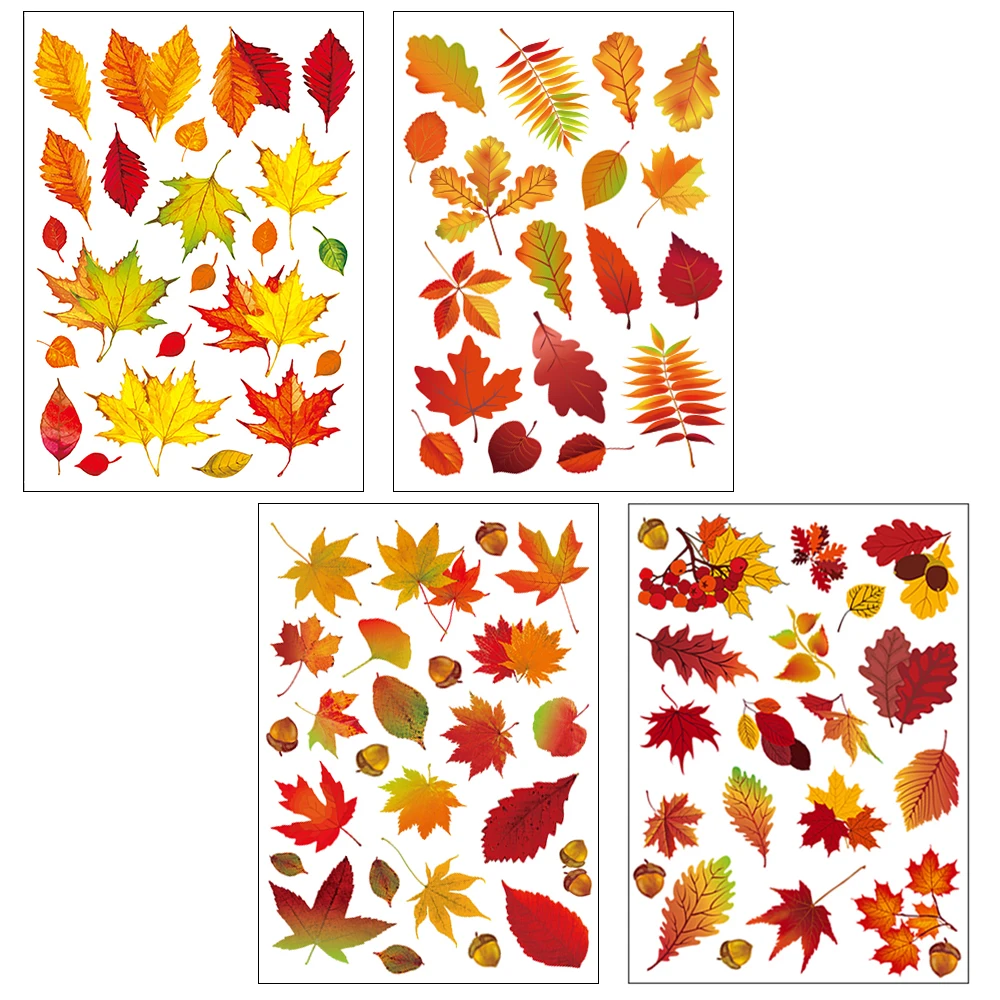Thanksgiving Day Window Wall Sticker Home Warm Decoration Glueless Autumn Maple Leaf Art Pvc Decal