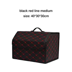 Premium Leather Folding Car Trunk Organizer - Large Capacity Multiuse Storage Bag for Auto Tools & Emergency Essentials (Red M)