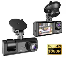 Dash Cam W/ IR Night Vision Loop Recording & 2" IPS Screen 1080P 3 Camera