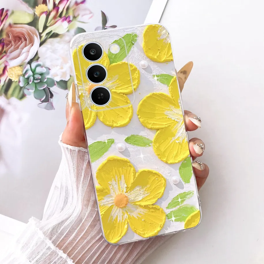 Floral Bow Bumper Soft Silicone Clear Phone Case Cover