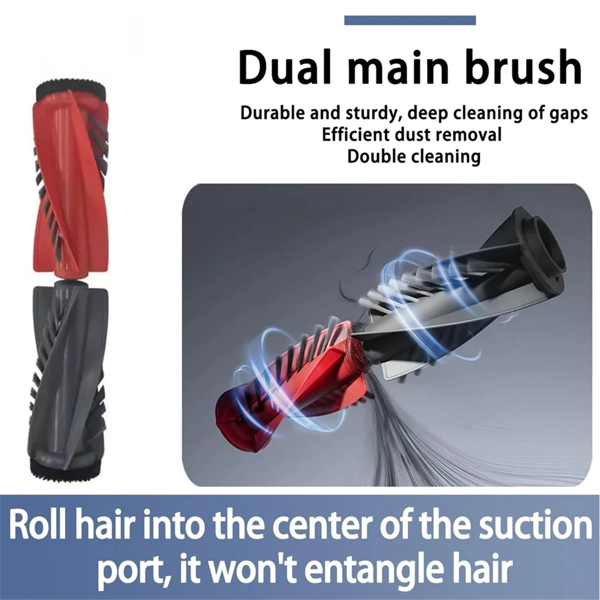 SEMOIC Roller Brush for Saros 10 / Saros 10R / Qrevo Curv Qrevo Edge Dual Short Bristle Roller Vacuum Cleaner Part