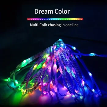 WS2812B LED String Light Smart Bluetooth Remote Control RGBIC Fairy Lamp USB Waterproof For Christmas Tree Lights Home Decor 2