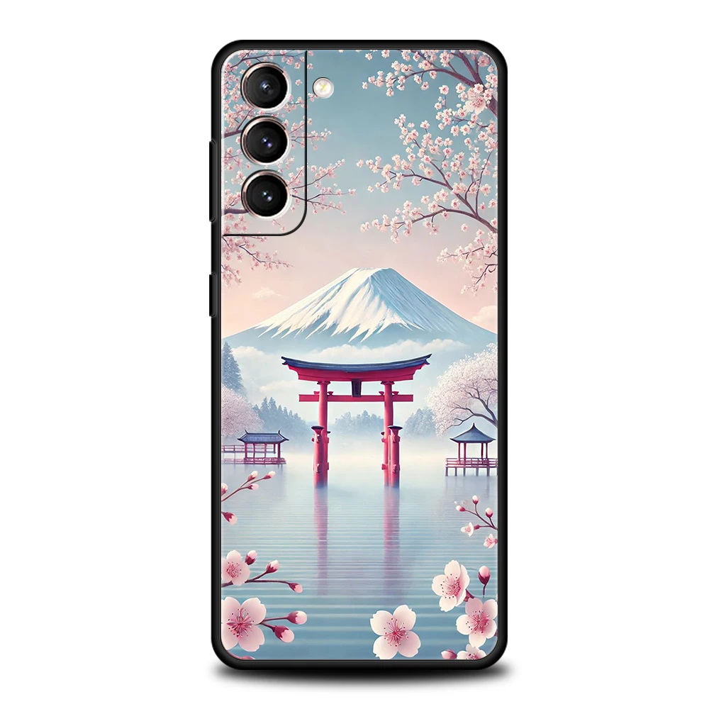 Japanese Temple & Cherry Blossoms Phone Case - Soft TPU