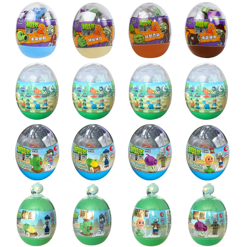 Plants vs. Zombies 4styles building blocks Surprise Toy Capsule Assembly Animation Model Figure Doll Child Birthday Toys Gifts building blocks toys