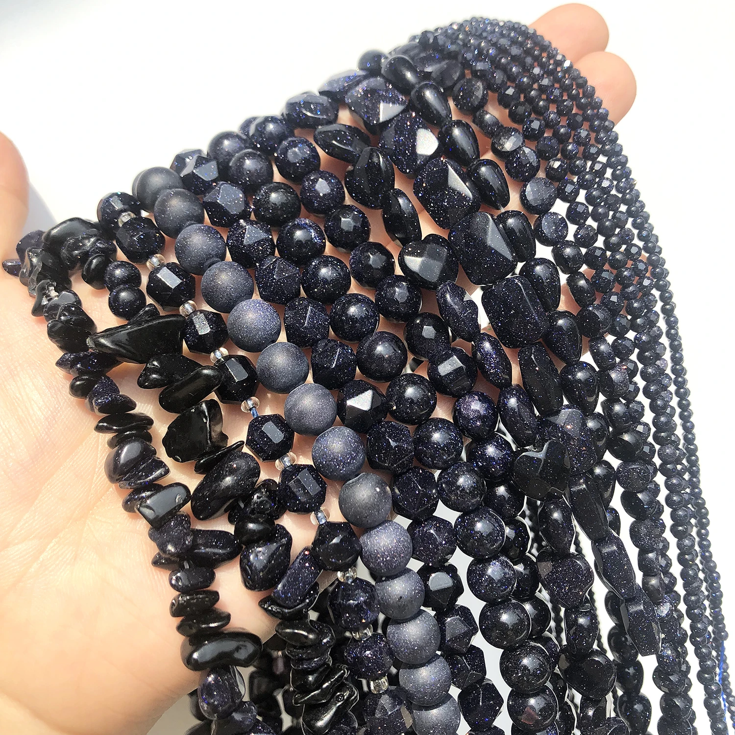 Enhance your craft with these Natural Blue Sandstone Irregular Faceted Beads for DIY Jewelry and Bracelet Making.