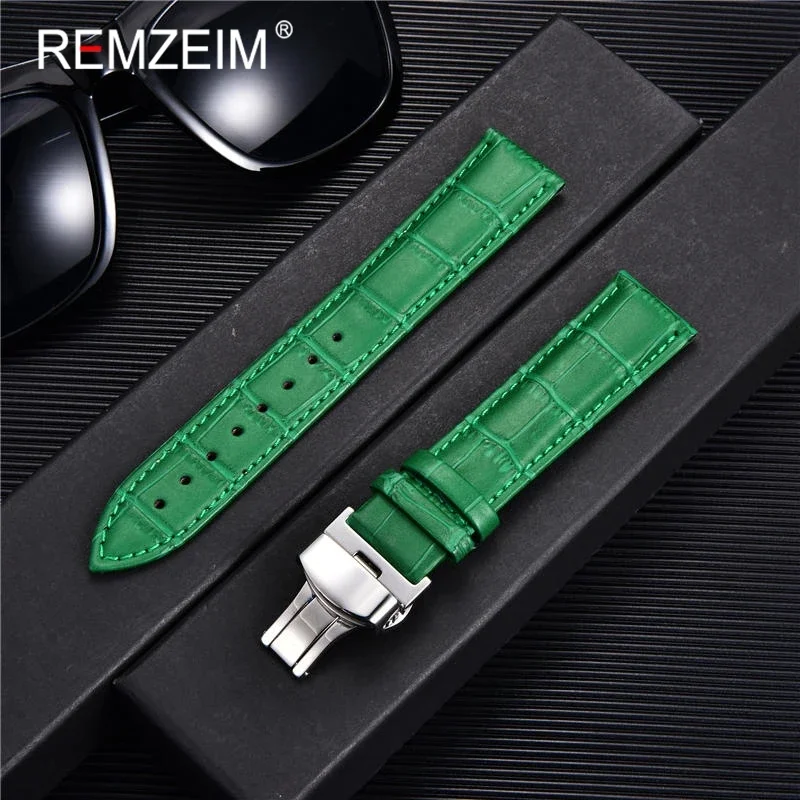 High-Quality Bamboo Pattern Watch Strap with Butterfly Buckle - Multi-Color Options