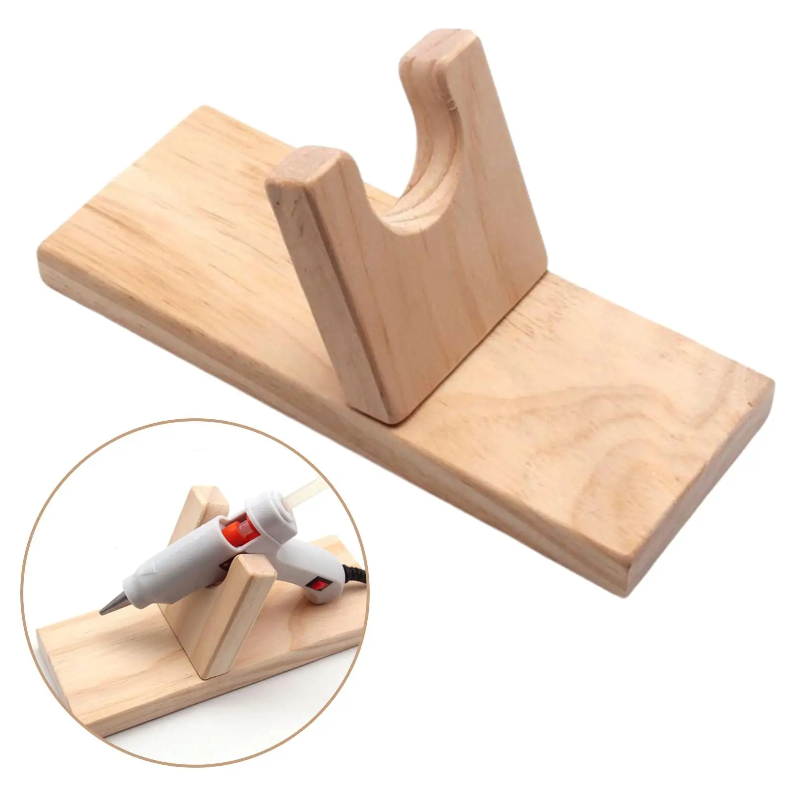 Hot Glue Gun Holder Hot Melt Glue Gun Support Stand Wood Rack Bracket 20x8cm