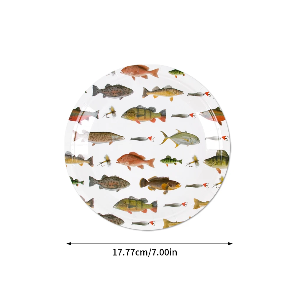 Angeln Party Einweg Geschirr Set Fisch Druck Pappteller Tasse Tischdecke Banner Kleiner Fischer Themen Geburtstag Party Dekor – Detail 4
