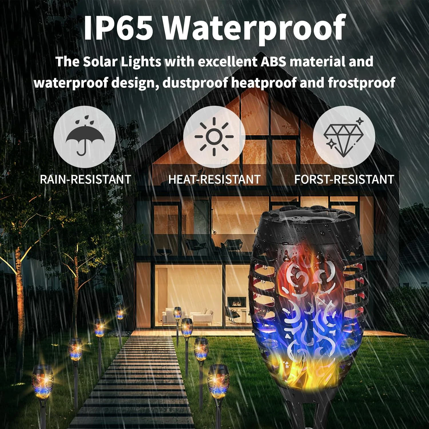 Solar Torch Lights 2/4/6/8/12 Pack with Colorful Flickering Flame Light Waterpro