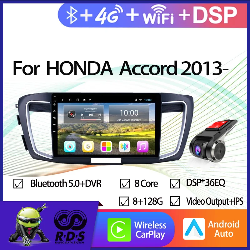 

6G+128G Android Car GPS Navigation For HONDA Accord 2013- Car Radio Stereo Multimedia Player With Wifi 4G Bluetooth Mirror Link