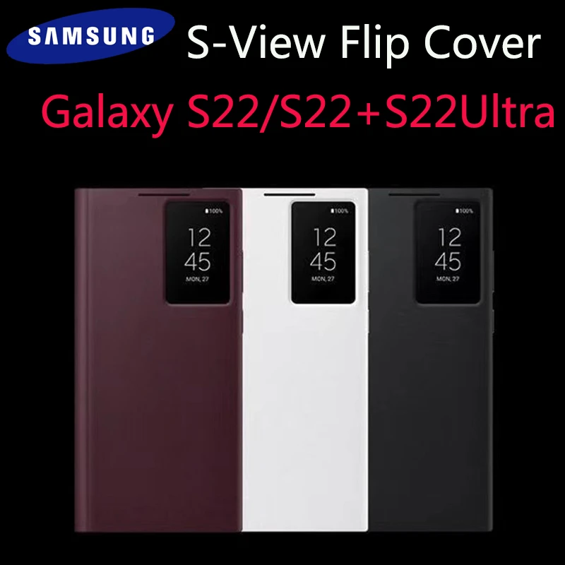 Original Samsung Galaxy S22 Ultra Clear S View Leather Flip Cover For Galaxy S22 S22+ PLUS Mirror Smart View Flip Case EF-ZS908 galaxy s22 ultra wallet case