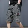 Men Cargo Shorts Loose Straight Multi Pockets Elastic Waist Men Shorts Casual Deep Crotch Men Summer Sport Shorts 2