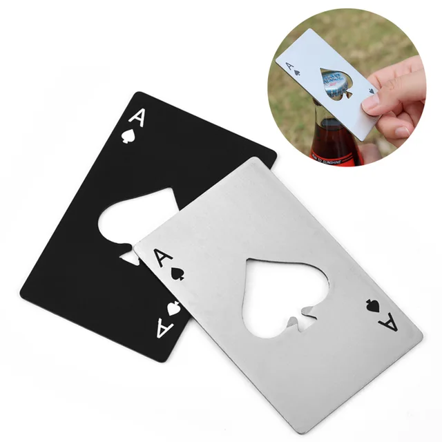 Stainless Steel Spade A Bottle Opener Creative Poker Card Shaped Beer Bottle Opener Home Gadgets Outdoor Multi Tool Camping Gear 2