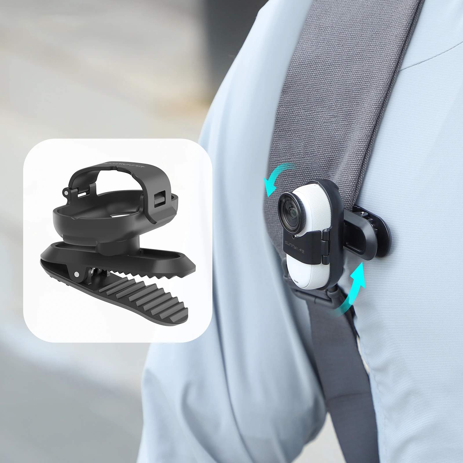 For Insta360 GO 3S Backpack Clip GO3 Sports Camera Mount 360 Degree Rotating Camera Clip