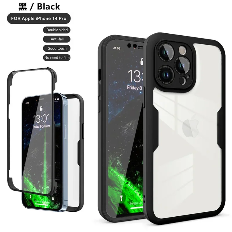 Crystal Clear 360° Full Wrap Phone Case with Lens Protection and Film Back Cover