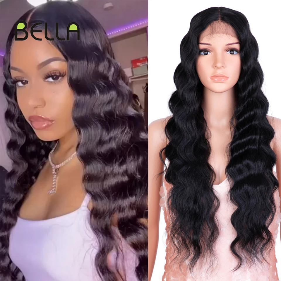 Bella Synthetic Lace Wig Pink Color 28inch Ocean Deep Wavy Hair HD Lace Synthetic Wig For Black Women Cosplay Lolita Heat Resist working mat for electronic desktop protector anti static heat resist place mats table