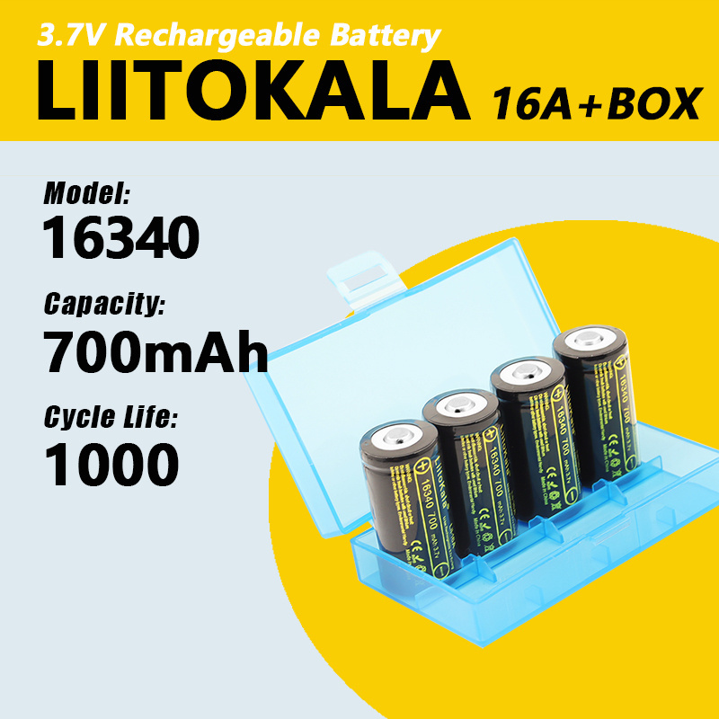  8pcsLiitoKala Lii-16A 3.7V 16340 700mAh CR123A Rechargeable Batteries CR17345 CR123A battery Charger for Arlo Wireless Camer 