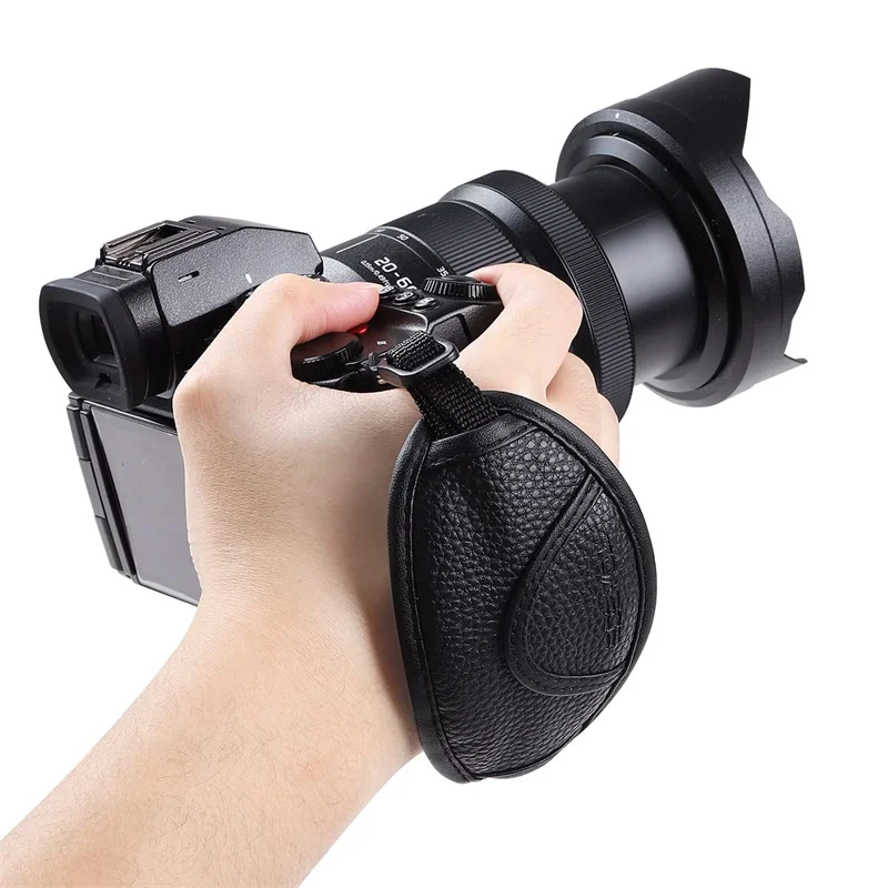 Leather Hand Grip Wrist Strap for DSLR Cameras Suitable for Nikon Canon(Not suitable for flip screen cameras)