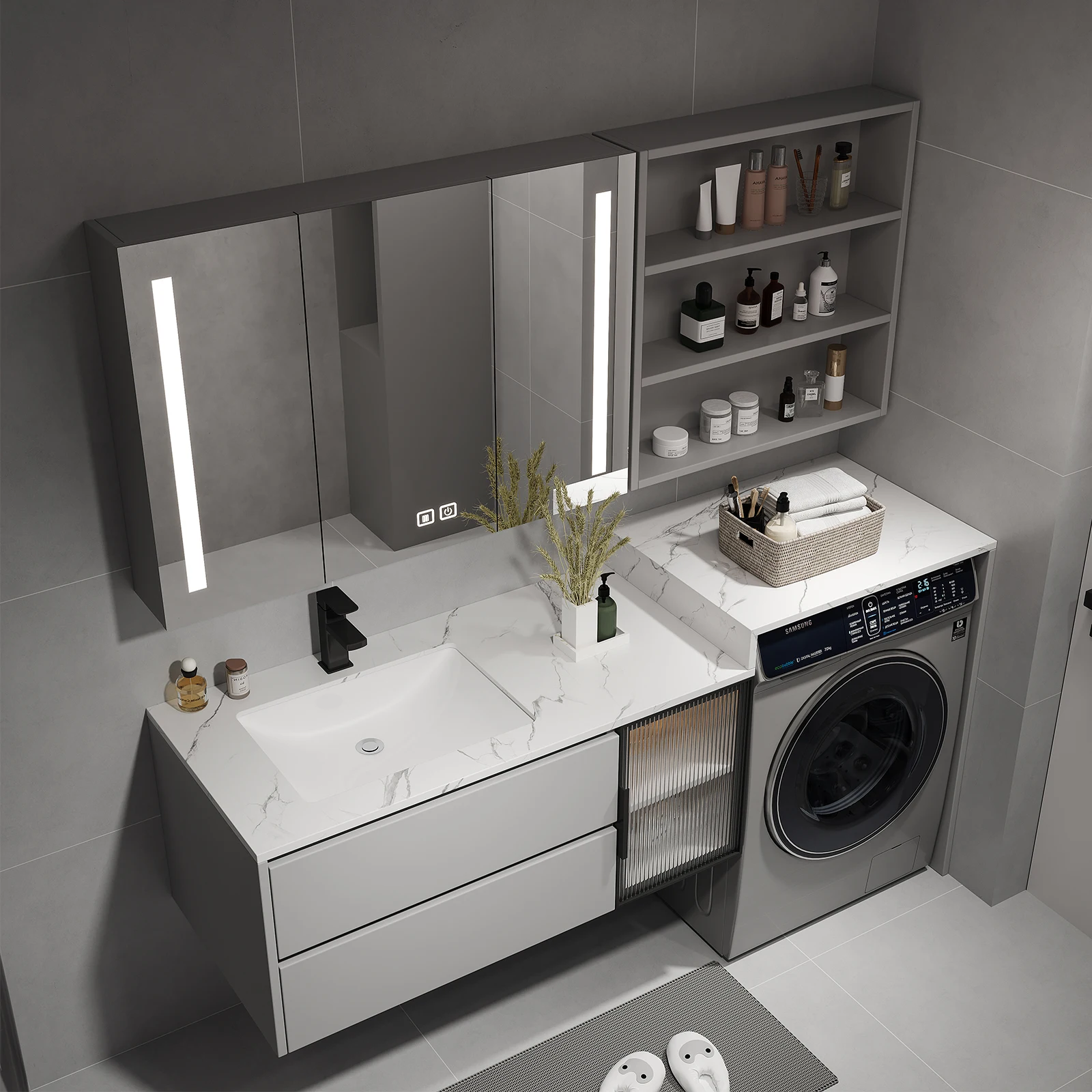 Washing Table Bathroom Cabinet Washing Machine Integrated Cabinet Laundry Cabinet 3