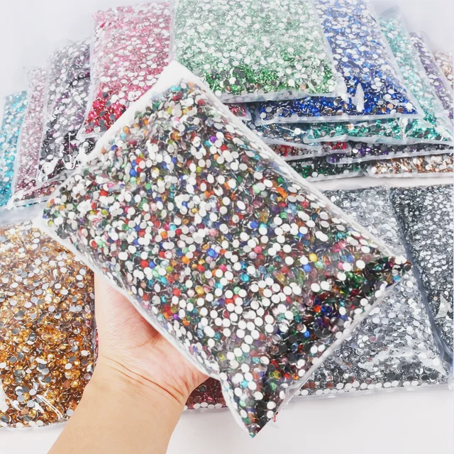 500g Non Hot Fix Rhinestones Bulk Wholesale Flat Back Resin Crystals Nail DIY Glitters Cтразы Stone size 2mm-6mm big packing