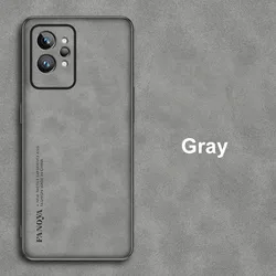 Luxurious PU Leather Phone Case - Matte Silicone Full Protection Back Cover for Realme GT (Gray)