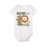 Personalised Safari Animal with Name Baby Romper Newborn Wild One Jungle Birthday Party Bodysuit  Jumpsuit Infant Shower Gifts 4