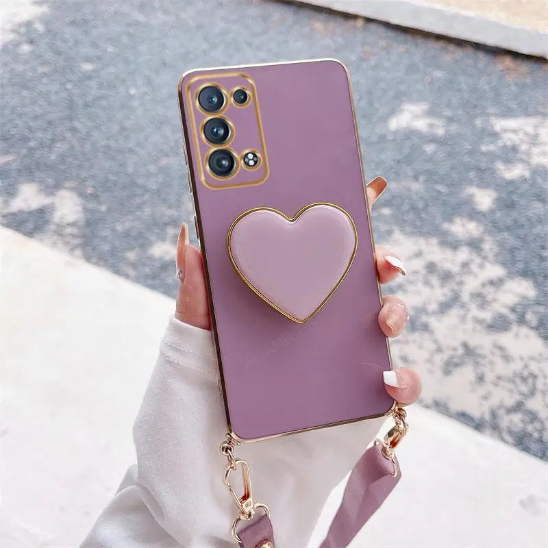 Elegant Love Heart Crossbody Lanyard Case with Cord Strap