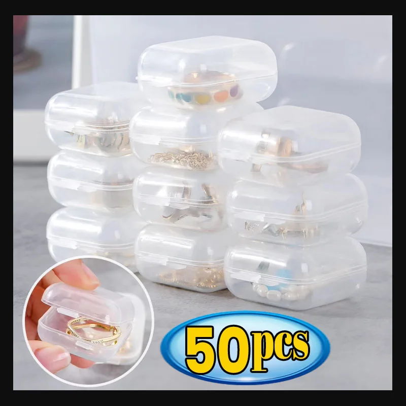 5/50pcs Plastic Storage Box Square Transparent Organizer for Necklace Earrings Rings Jewelry Packaging Boxes Storager Container